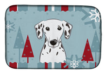 Load image into Gallery viewer, Winter Holiday Dalmatian Dish Drying Mat – Absorbent, Artistic Kitchen Essentials BB1706DDM