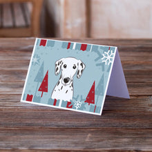 Load image into Gallery viewer, Winter Holiday Dalmatian Greeting Cards -  Blank Note Cards – 8-Pack of Artist-Designed Cards with Envelopes