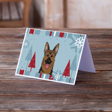Load image into Gallery viewer, Winter Holiday German Shepherd Greeting Cards -  Blank Note Cards – 8-Pack of Artist-Designed Cards with Envelopes