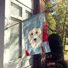 Load image into Gallery viewer, Winter Holiday Longhair Creme Dachshund Flag Canvas House Size BB1708CHF