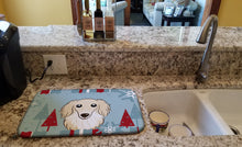 Load image into Gallery viewer, Winter Holiday Longhair Creme Dachshund Dish Drying Mat – Absorbent, Artistic Kitchen Essentials BB1708DDM