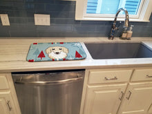 Load image into Gallery viewer, Winter Holiday Longhair Creme Dachshund Dish Drying Mat – Absorbent, Artistic Kitchen Essentials BB1708DDM