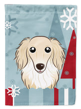 Load image into Gallery viewer, Winter Holiday Longhair Creme Dachshund Garden Flag – Decorative Outdoor Yard Flag BB1708GF