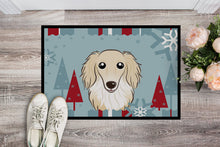 Load image into Gallery viewer, Winter Holiday Longhair Creme Dachshund Doormat - 24x36 Decorative Floor Mat – Indoor/Outdoor Rug with Artistic Flair BB1708JMAT