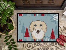 Load image into Gallery viewer, Winter Holiday Longhair Creme Dachshund Doormat - 24x36 Decorative Floor Mat – Indoor/Outdoor Rug with Artistic Flair BB1708JMAT