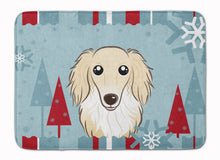 Load image into Gallery viewer, Winter Holiday Longhair Creme Dachshund Machine Washable Memory Foam Mat BB1708RUG