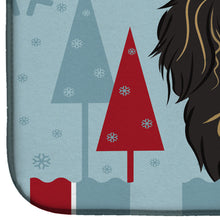 Load image into Gallery viewer, Winter Holiday Longhair Black and Tan Dachshund Dish Drying Mat – Absorbent, Artistic Kitchen Essentials BB1709DDM