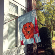 Load image into Gallery viewer, Winter Holiday Longhair Red Dachshund Flag Canvas House Size BB1710CHF