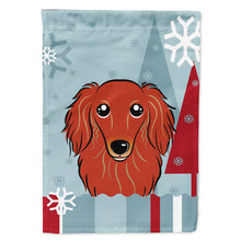 Load image into Gallery viewer, Winter Holiday Longhair Red Dachshund Flag Canvas House Size BB1710CHF
