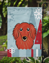 Load image into Gallery viewer, Winter Holiday Longhair Red Dachshund Garden Flag – Decorative Outdoor Yard Flag BB1710GF
