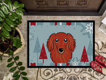 Load image into Gallery viewer, Winter Holiday Longhair Red Dachshund Doormat - 24x36 Decorative Floor Mat – Indoor/Outdoor Rug with Artistic Flair BB1710JMAT