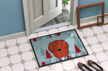 Load image into Gallery viewer, Winter Holiday Longhair Red Dachshund Doormat - 24x36 Decorative Floor Mat – Indoor/Outdoor Rug with Artistic Flair BB1710JMAT