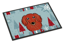 Load image into Gallery viewer, Winter Holiday Longhair Red Dachshund Doormat - 24x36 Decorative Floor Mat – Indoor/Outdoor Rug with Artistic Flair BB1710JMAT
