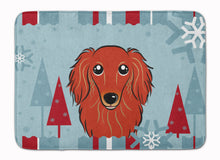 Load image into Gallery viewer, Winter Holiday Longhair Red Dachshund Machine Washable Memory Foam Mat BB1710RUG