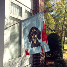 Load image into Gallery viewer, Winter Holiday Smooth Black and Tan Dachshund Flag Canvas House Size BB1711CHF