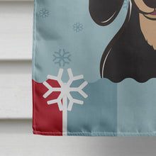 Load image into Gallery viewer, Winter Holiday Smooth Black and Tan Dachshund Flag Canvas House Size BB1711CHF
