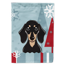 Load image into Gallery viewer, Winter Holiday Smooth Black and Tan Dachshund Flag Canvas House Size BB1711CHF