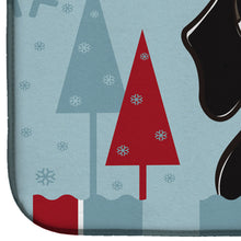 Load image into Gallery viewer, Winter Holiday Smooth Black and Tan Dachshund Dish Drying Mat – Absorbent, Artistic Kitchen Essentials BB1711DDM