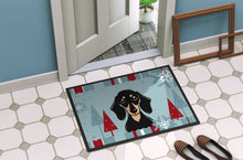 Load image into Gallery viewer, Winter Holiday Smooth Black and Tan Dachshund Doormat - 24x36 Decorative Floor Mat – Indoor/Outdoor Rug with Artistic Flair BB1711JMAT