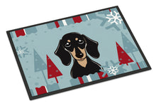 Load image into Gallery viewer, Winter Holiday Smooth Black and Tan Dachshund Doormat - 24x36 Decorative Floor Mat – Indoor/Outdoor Rug with Artistic Flair BB1711JMAT