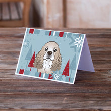 Load image into Gallery viewer, Winter Holiday Cocker Spaniel Greeting Cards -  Blank Note Cards – 8-Pack of Artist-Designed Cards with Envelopes