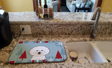 Load image into Gallery viewer, Winter Holiday Bichon Frise Dish Drying Mat – Absorbent, Artistic Kitchen Essentials BB1713DDM