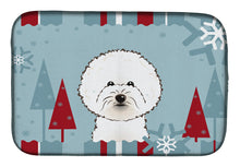 Load image into Gallery viewer, Winter Holiday Bichon Frise Dish Drying Mat – Absorbent, Artistic Kitchen Essentials BB1713DDM