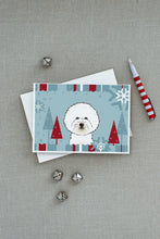Load image into Gallery viewer, Winter Holiday Bichon Frise Greeting Cards -  Blank Note Cards – 8-Pack of Artist-Designed Cards with Envelopes