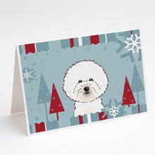 Load image into Gallery viewer, Winter Holiday Bichon Frise Greeting Cards -  Blank Note Cards – 8-Pack of Artist-Designed Cards with Envelopes