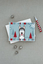 Load image into Gallery viewer, Winter Holiday Alaskan Malamute Greeting Cards -  Blank Note Cards – 8-Pack of Artist-Designed Cards with Envelopes