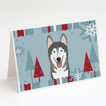 Load image into Gallery viewer, Winter Holiday Alaskan Malamute Greeting Cards -  Blank Note Cards – 8-Pack of Artist-Designed Cards with Envelopes