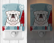 Load image into Gallery viewer, Winter Holiday White English Bulldog  Ceramic Night Light BB1716CNL