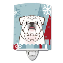 Load image into Gallery viewer, Winter Holiday White English Bulldog  Ceramic Night Light BB1716CNL