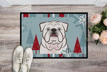Load image into Gallery viewer, Winter Holiday White English Bulldog  Doormat - 24x36 Decorative Floor Mat – Indoor/Outdoor Rug with Artistic Flair BB1716JMAT