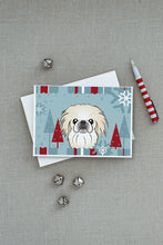 Load image into Gallery viewer, Winter Holiday Pekingese Greeting Cards -  Blank Note Cards – 8-Pack of Artist-Designed Cards with Envelopes
