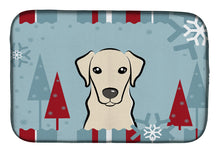 Load image into Gallery viewer, Winter Holiday Yellow Labrador Dish Drying Mat – Absorbent, Artistic Kitchen Essentials BB1718DDM