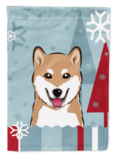 Load image into Gallery viewer, Winter Holiday Shiba Inu Flag Canvas House Size BB1721CHF
