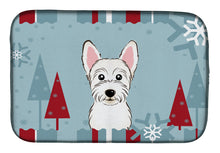 Load image into Gallery viewer, Winter Holiday Westie Dish Drying Mat – Absorbent, Artistic Kitchen Essentials BB1722DDM