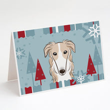 Load image into Gallery viewer, Winter Holiday Borzoi Greeting Cards -  Blank Note Cards – 8-Pack of Artist-Designed Cards with Envelopes
