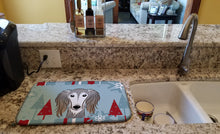 Load image into Gallery viewer, Winter Holiday Saluki Dish Drying Mat – Absorbent, Artistic Kitchen Essentials BB1725DDM