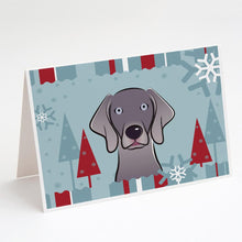 Load image into Gallery viewer, Winter Holiday Weimaraner Greeting Cards -  Blank Note Cards – 8-Pack of Artist-Designed Cards with Envelopes