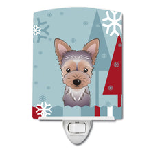 Load image into Gallery viewer, Winter Holiday Yorkie Puppy Ceramic Night Light BB1728CNL