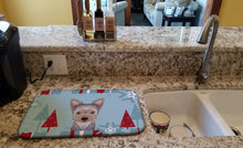 Load image into Gallery viewer, Winter Holiday Yorkie Puppy Dish Drying Mat – Absorbent, Artistic Kitchen Essentials BB1728DDM