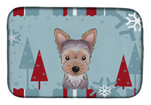 Load image into Gallery viewer, Winter Holiday Yorkie Puppy Dish Drying Mat – Absorbent, Artistic Kitchen Essentials BB1728DDM