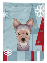 Load image into Gallery viewer, Winter Holiday Yorkie Puppy Garden Flag – Decorative Outdoor Yard Flag BB1728GF