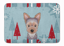 Load image into Gallery viewer, Winter Holiday Yorkie Puppy Machine Washable Memory Foam Mat BB1728RUG