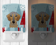Load image into Gallery viewer, Winter Holiday Wirehaired Dachshund Ceramic Night Light BB1729CNL