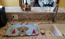 Load image into Gallery viewer, Winter Holiday Wirehaired Dachshund Dish Drying Mat – Absorbent, Artistic Kitchen Essentials BB1729DDM