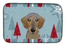 Load image into Gallery viewer, Winter Holiday Wirehaired Dachshund Dish Drying Mat – Absorbent, Artistic Kitchen Essentials BB1729DDM