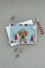 Load image into Gallery viewer, Winter Holiday Wirehaired Dachshund Greeting Cards -  Blank Note Cards – 8-Pack of Artist-Designed Cards with Envelopes
